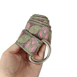 Paisley Fairy Cottage‎ Soft Girl Whimsy D Ring Belt Pink Green Fabric Womens 43"